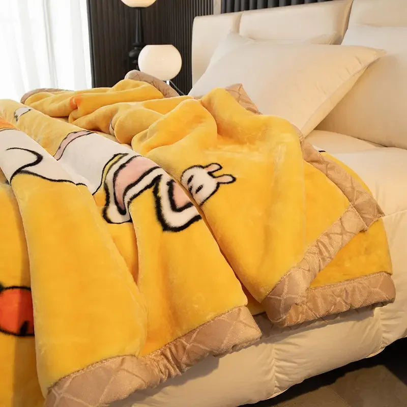 Double-deck Thickening Blanket Winter Dormitory Siesta Plush Fur Quilt Keep Warm Soft Comfortable Coral Fleece Sheet Bed Cover