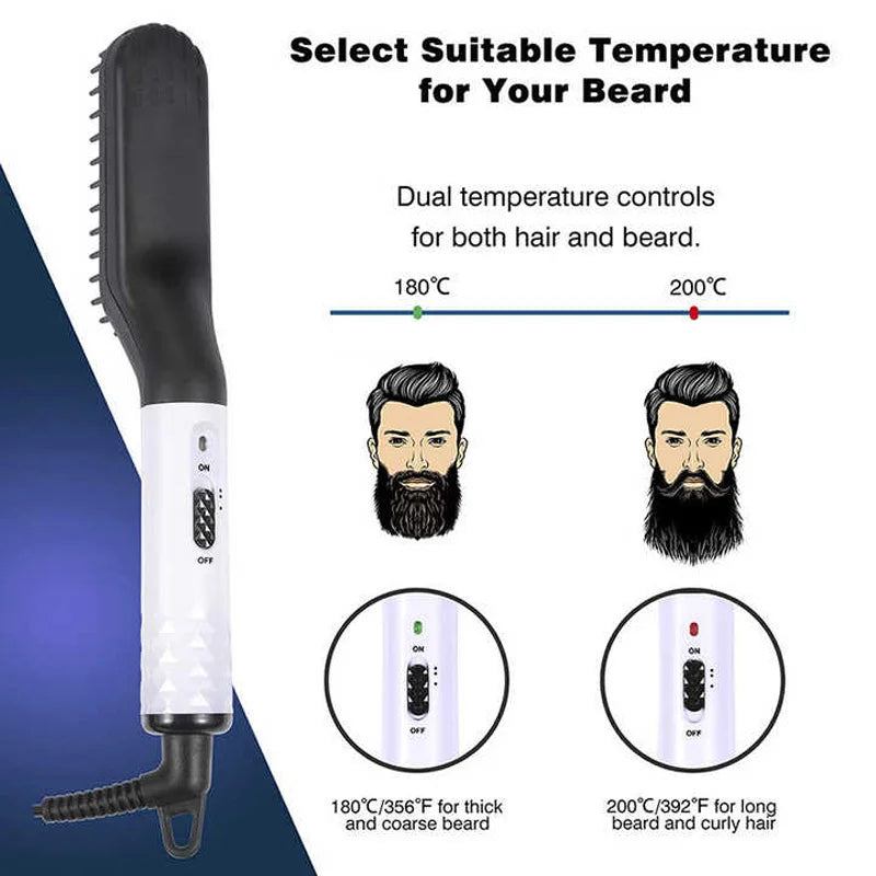 Portable Heated Hair Straighteners Mini Beard Straightener Comb Electric Flat Iron For Men Long And Short Hair Straightener.