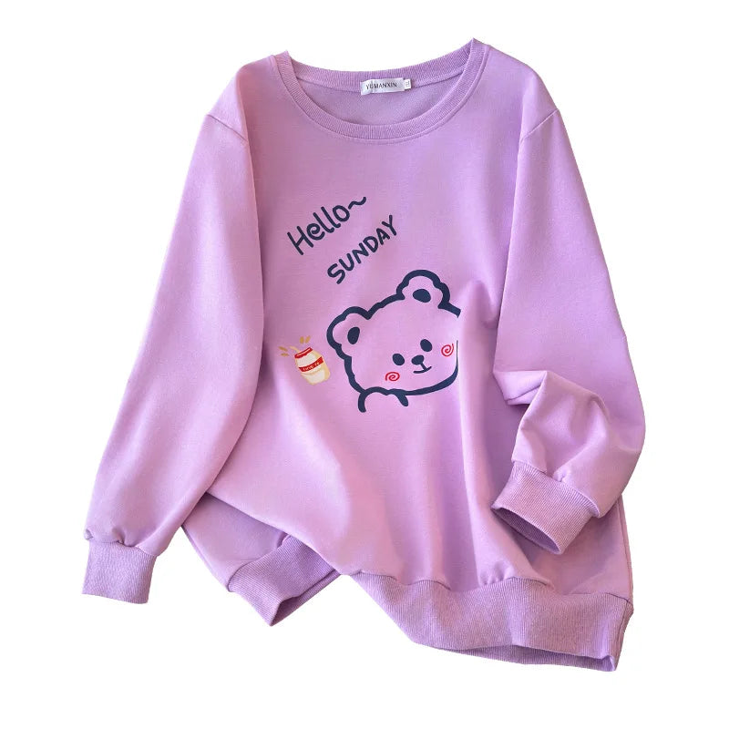170 kg Plus Größe Damen Büste 170 Frühling Herbst Lose Langarm Cartoon Print Pullover Sweatshirts 4XL 5XL 6XL 7XL 8XL 9XL.