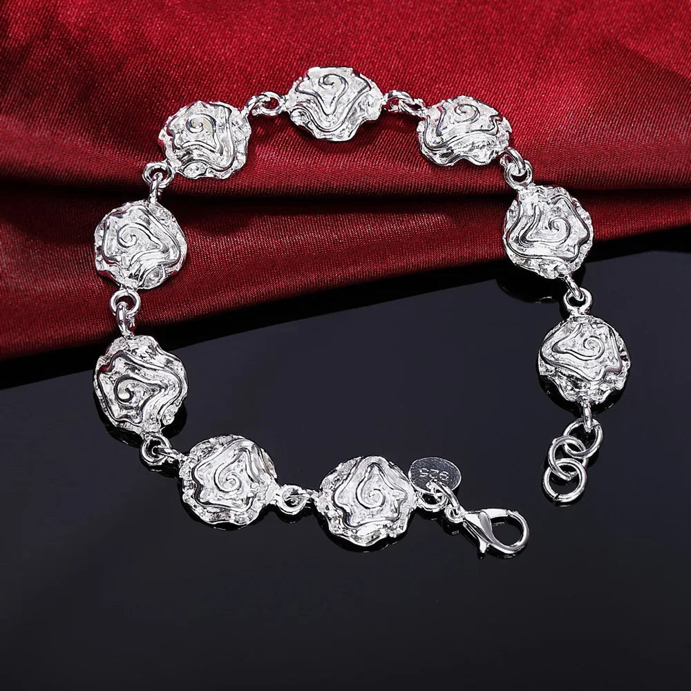 Fine 925 Sterling Silver Noble Nice Chain Solid Bracelet for Women Men Charms Party Gift Wedding Fashion Jewelry Hot Model.