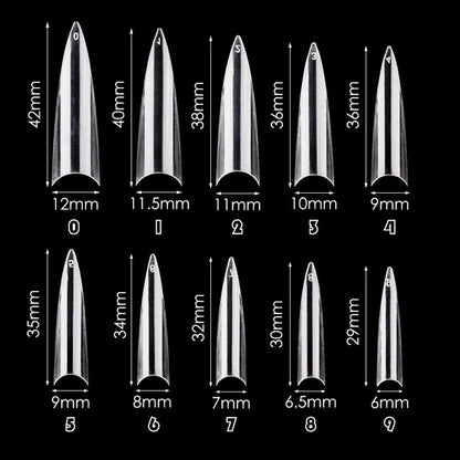 500/600pcs Long Pointed Fake Nail Tips Stiletto Half Cover French Acrylic UV Gel False Nail Extension Press On Nails Manic Tool.