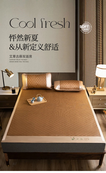 Natural Ice Rattan Mat 90/120/150/180/200cm Cool Summet Mat Mattress Plant Fiber Mat Househould Straw Mats Furniture Protector.