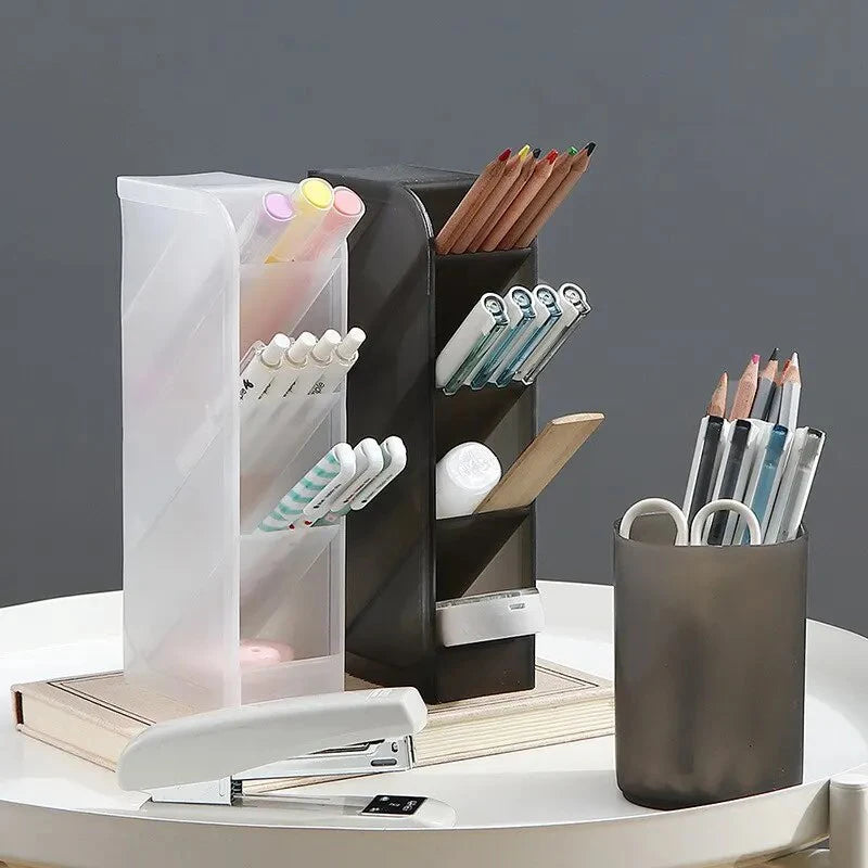 4-Gitter-Farbe, schräges Einsetzen, Desktop-Organizer, transparenter Stifthalter, Bleistift, Make-up-Pinsel, Aufbewahrungsbox, Büro, Schule, Schreibwaren.