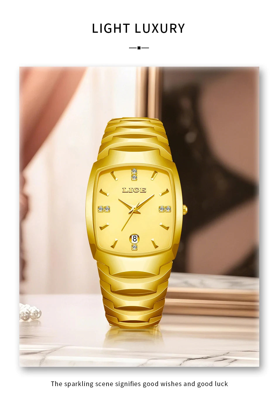 LIGE Fashion Luxury Woman Watch Simple Elegant Stainless Steel Casual Quartz Watches for Women Calendar Ladies Romantic Gift New.