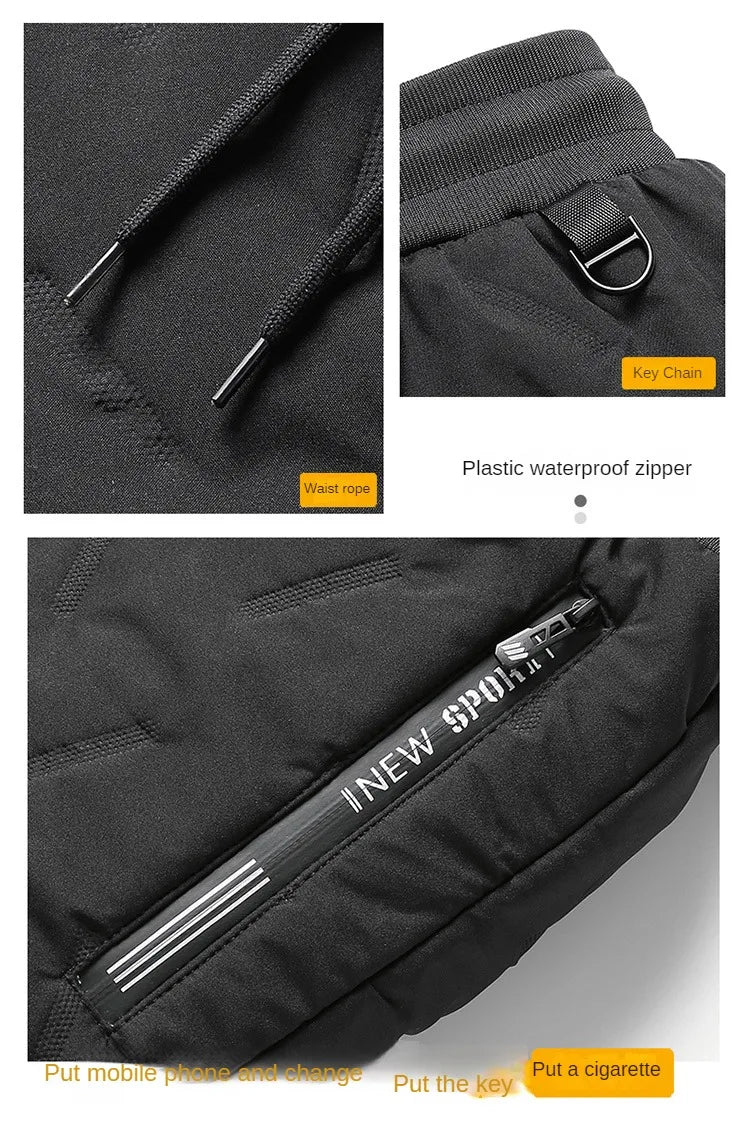 Winter Sweatwear Men Plush Thick Fleece Sweatpant Lambswool Thermal Trousers Casual Pants Windproof Warm Cotton Pants 8828.