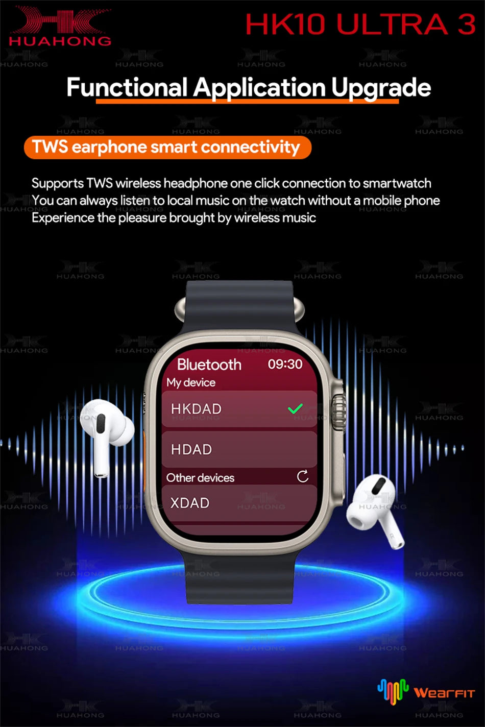 2025 New 49mm HK10 ULTRA 3 Smartwatch HD AMOLED 4G ROM Bluetooth Call Network Chat Robot Clock NFC Compass Smart Watch Men Women.