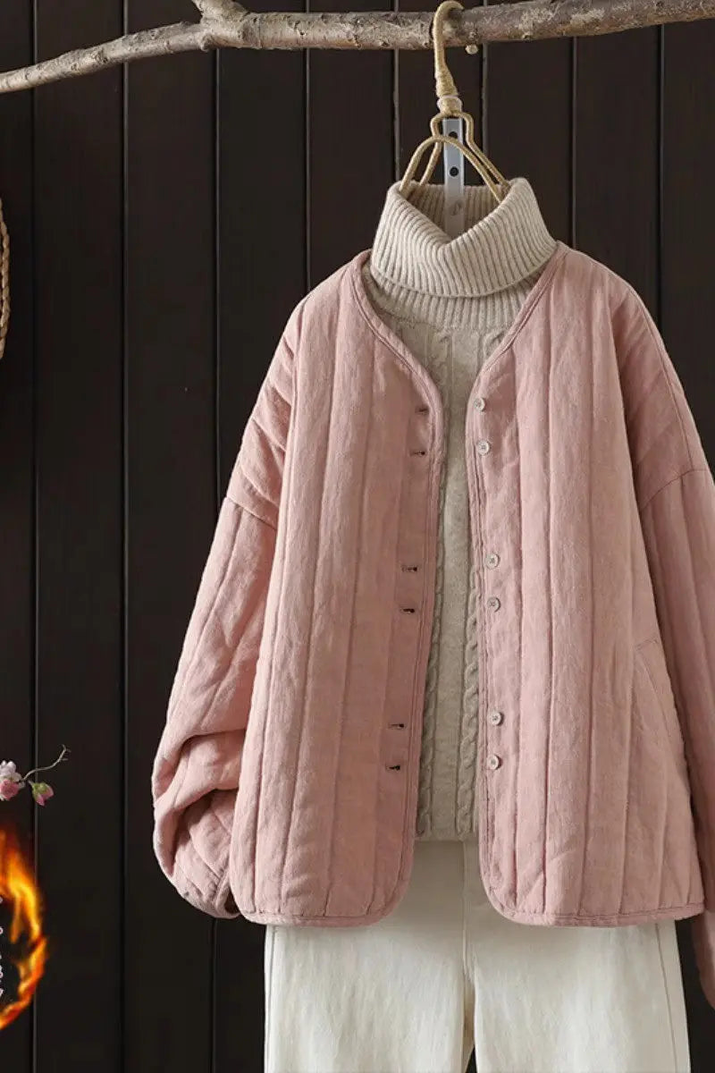 2023 Retro Kunst Winter kurze Jacke Frauen einfarbig personal isierte vielseitige lose lässige Baumwoll mantel geste ppte Tops z4260.