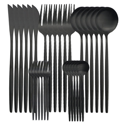 30-Piece Matte Stainless Steel Tableware Knife, Fork and Spoon.