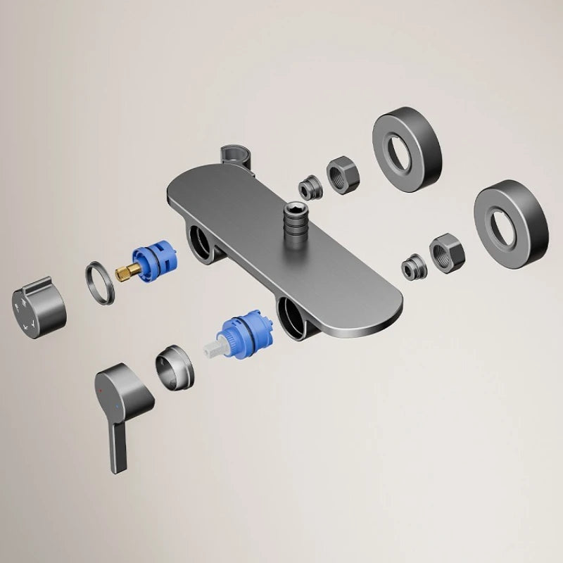 Four Ways Water Outlet Shower System Rainlfall Pressurized Sunflower Shower Set Wall Mounted Hot Cold Bathroom Shower Faucet Set