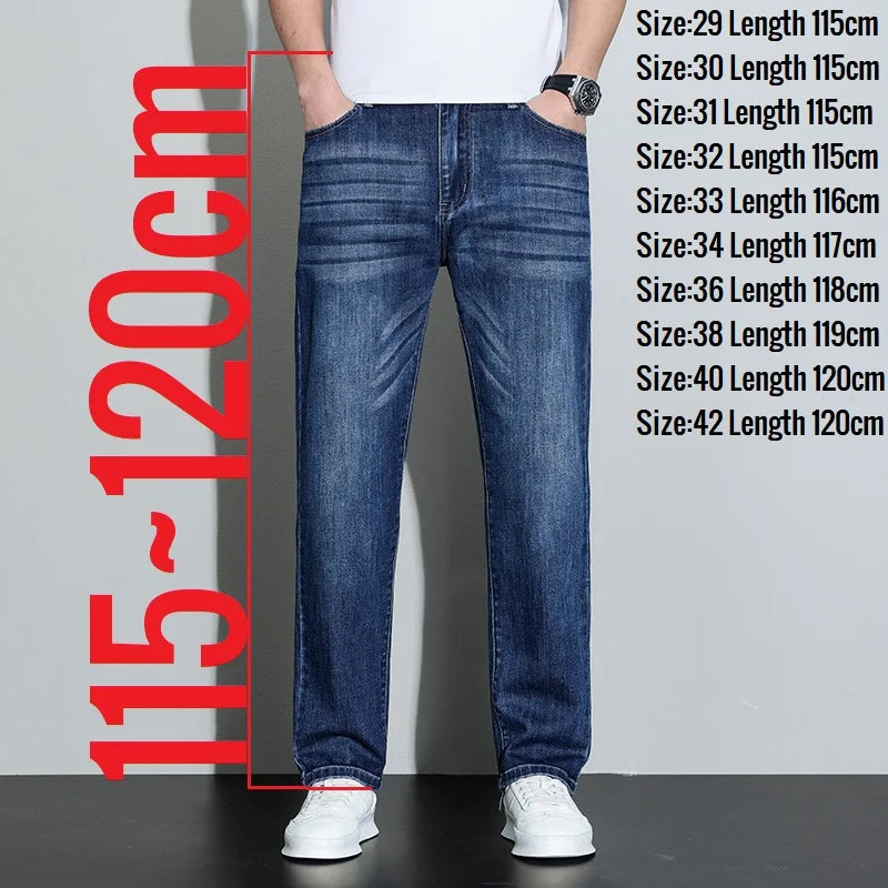 190 cm 200 cm hohe Jeans für Herren, gerade, normale Passform, Denim-Hose, männlich, Teeneeger, Stretch, extra lang, Länge 110, 115 cm, 120 cm, verlängert
