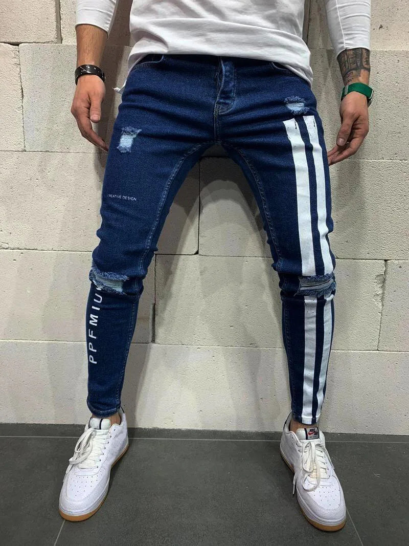 Mode Hip Hop Blau Gerade Jeans Männer Baggy Hosen Retro Streetwear Harajuku Waschen Mann Biker Schwarz Lose Breite Bein Denim Hosen.