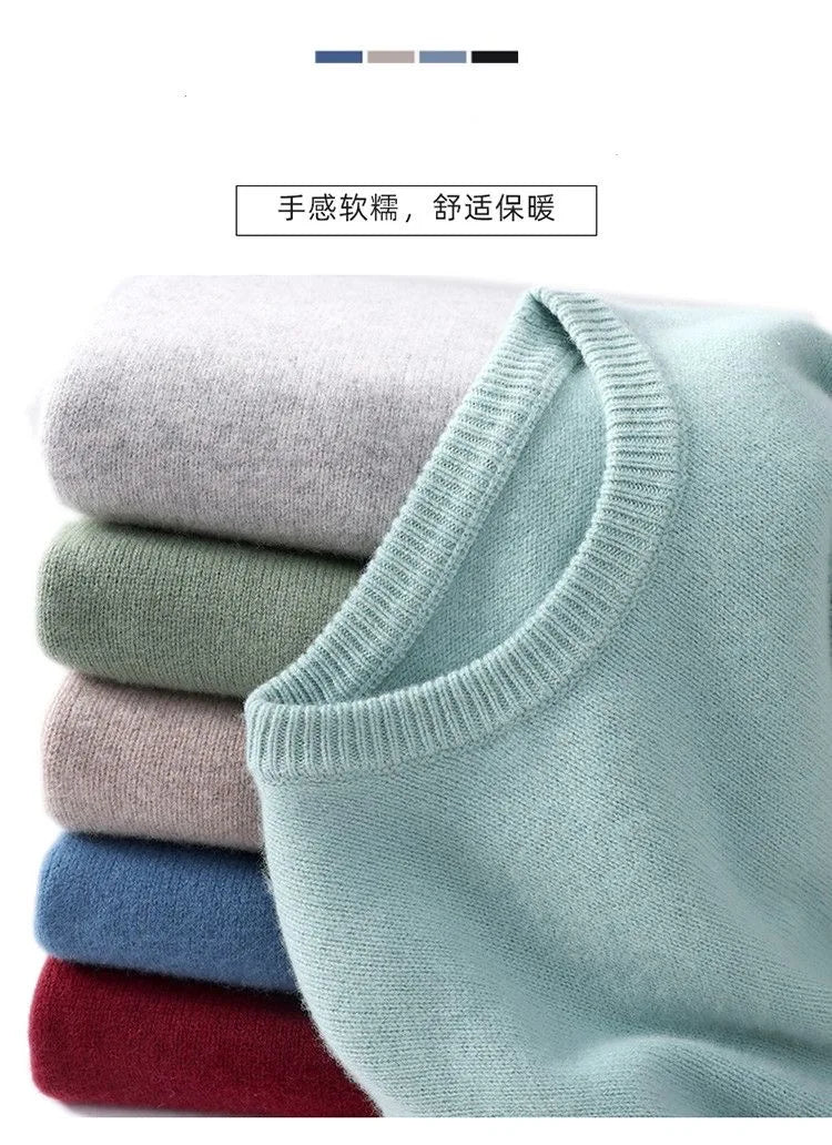 Men Cashmere Sweater O-neck Soft Warm Pullovers Male Loose Knitted Shirt Autumn Winter Korean Casual Jumper Pull Homme 17colors.