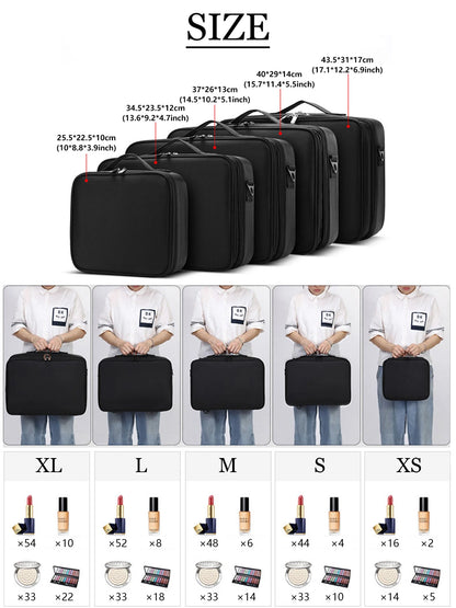 Three-layer Cosmetic Case Large Waterproof Oxford Cloth Manicure Makeup Toolbox,Travel Underwear Storage Box.