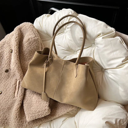 Korean Style Casual Suede Shoulder Bag for Girls Large Capacity All-match Shoulder Pouch Handbag Underarm Tote Storage