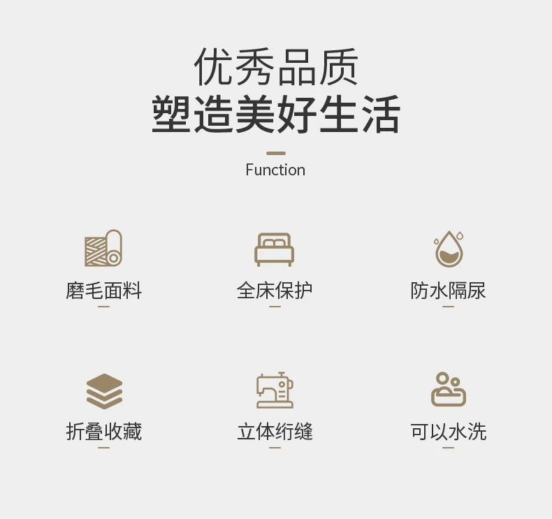 New Quilted Waterproof Mattress Cover Solid Color Waterproof Antibacterial Breathable Elastic Band Fixed Mattress Cover.