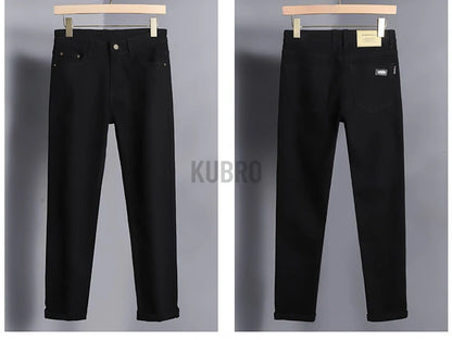Fashion Loose Straight Business Casual Stretch Denim Pants Male Brand Trousers 3 Colors Plus Size Mens Clothing Slim Jeans 28-44