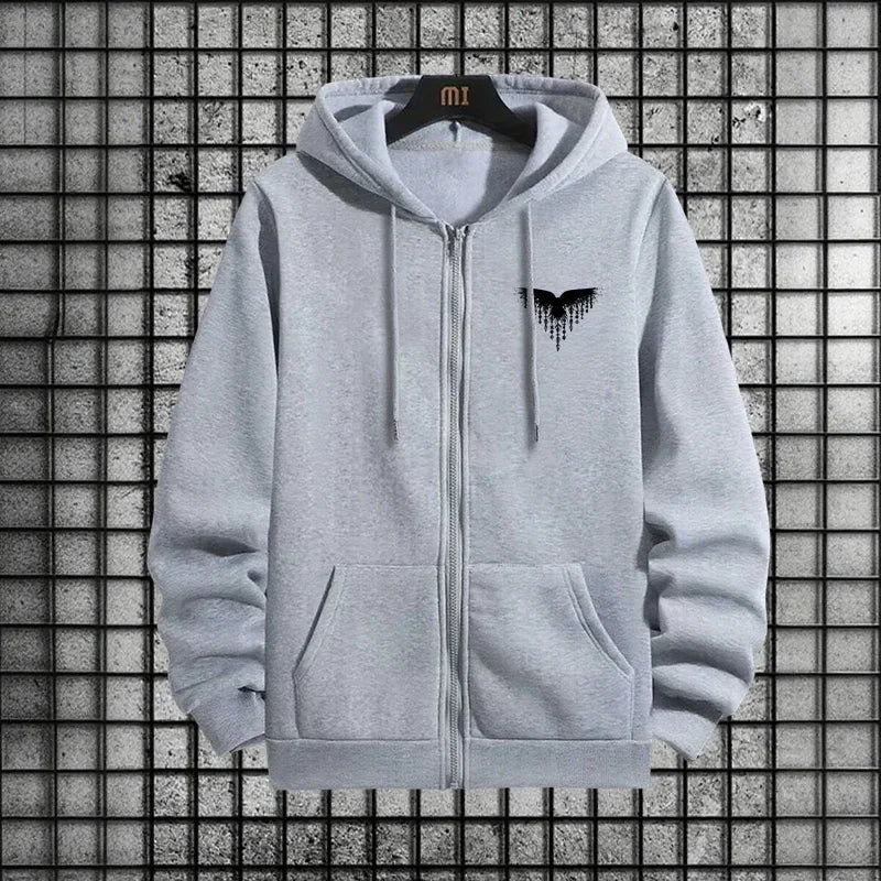 Ancient Viking Raven Print Hoodie Sweatpants Autumn Winter Daily Casual Sporty Jogger Set Urban Fashion Men's Zipper Tracksuit.