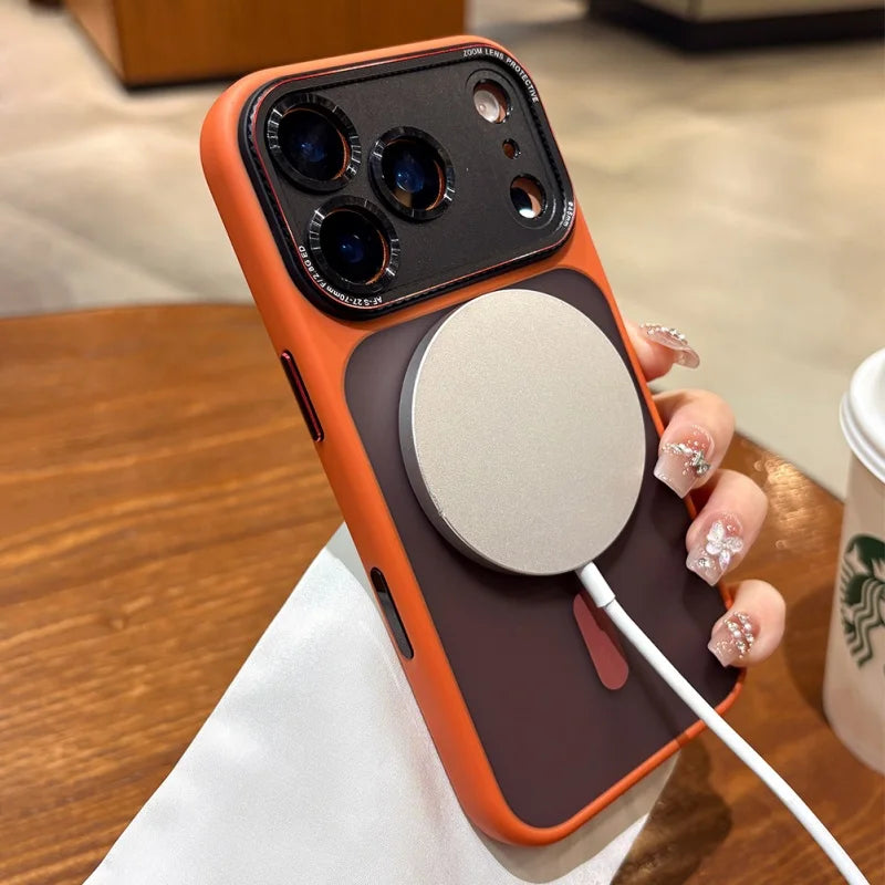 Original For Magsafe Magnetic Matte Phone Case For iPhone 14 15 16 17 Pro Max 17 Air Shockproof Armor Camera Protection Cover.