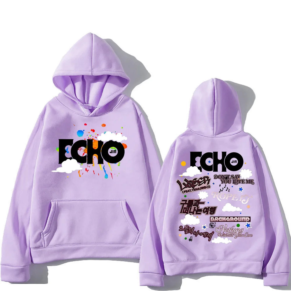 Jin Echo Hoodies Unisex Autumn Winter Casual Vintage Streetwear Sweatshirts Fashion Women New Album Tour Pullover Jin Fans Gifts.