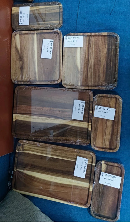 Rectangle Wooden Tea Tray Serving Table Plate Snacks Food Storage Dish for Hotel Home.