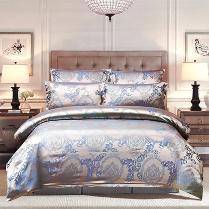 European Satin Jacquard Duvet Cover Set High Quality Smooth and Skin Friendly Comforter Cover Set Summer Bedding Kit for Adults