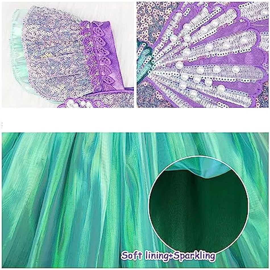 Disney Kleine Meerjungfrau Prinzessin Kleid Kinder Phantasie Karneval Cosplay Kostüm Geburtstag Hochzeit Party Kleidung Halloween Kostüm.