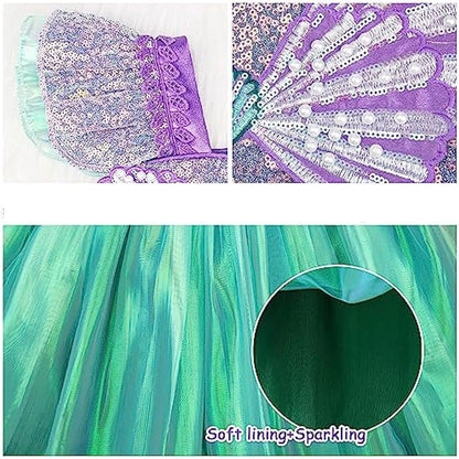 Disney Kleine Meerjungfrau Prinzessin Kleid Kinder Phantasie Karneval Cosplay Kostüm Geburtstag Hochzeit Party Kleidung Halloween Kostüm.