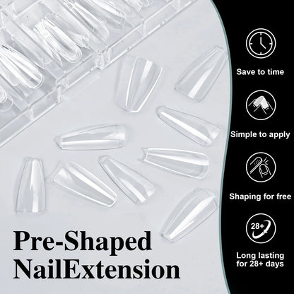 16 Sizes Curved Arch Full Cover False Nail Tips Soft Gel Press on French Almond Capsules Coffin Artificial Fake Nails Extension.