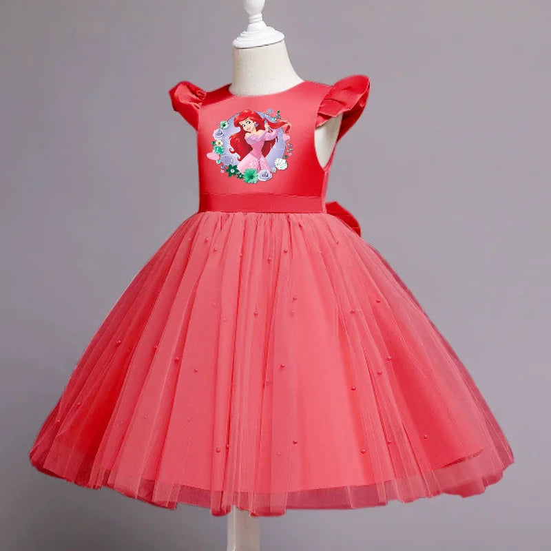 Die kleine Meerjungfrau elegante Prinzessin Spitze Kleid Kinder kleider für Mädchen Vintage Kinder Geburtstags feier Kleider Weihnachts kleidung