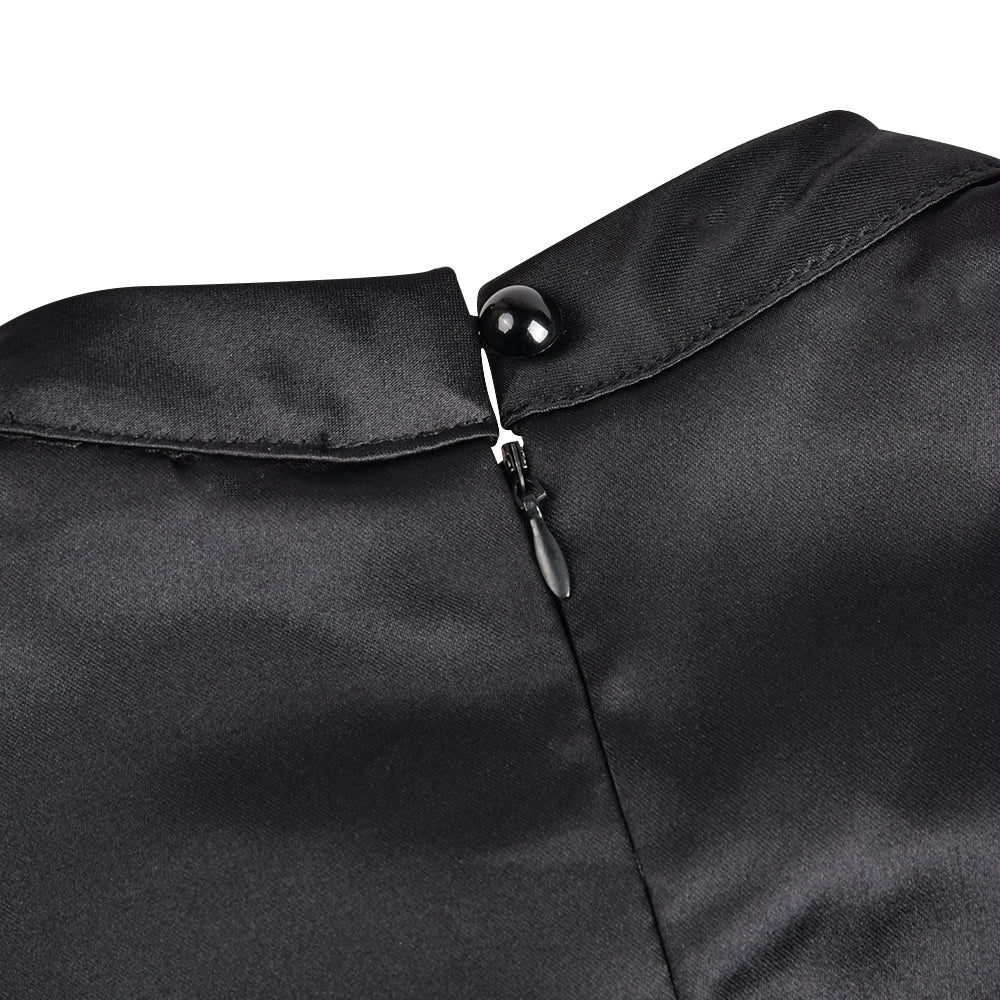 2022 frauen Elegante Schwarz Kleid der Halben Hohe Kragen Hohe Taille A-linie Kleider Slim Fit Midi Kleid Büro Dame Weibliche Feste vestidos.