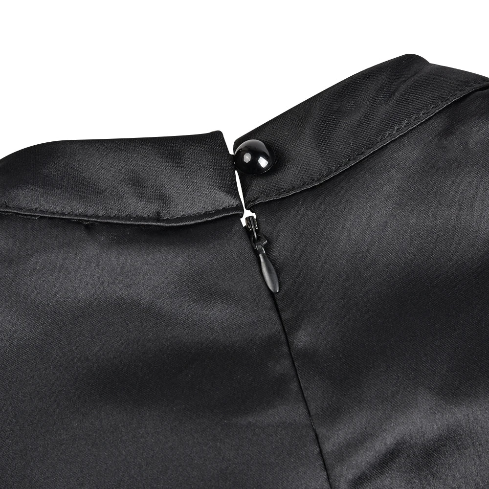 2022 frauen Elegante Schwarz Kleid der Halben Hohe Kragen Hohe Taille A-linie Kleider Slim Fit Midi Kleid Büro Dame Weibliche Feste vestidos.