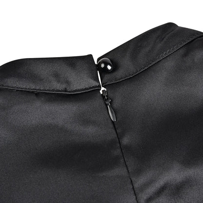 2022 frauen Elegante Schwarz Kleid der Halben Hohe Kragen Hohe Taille A-linie Kleider Slim Fit Midi Kleid Büro Dame Weibliche Feste vestidos.