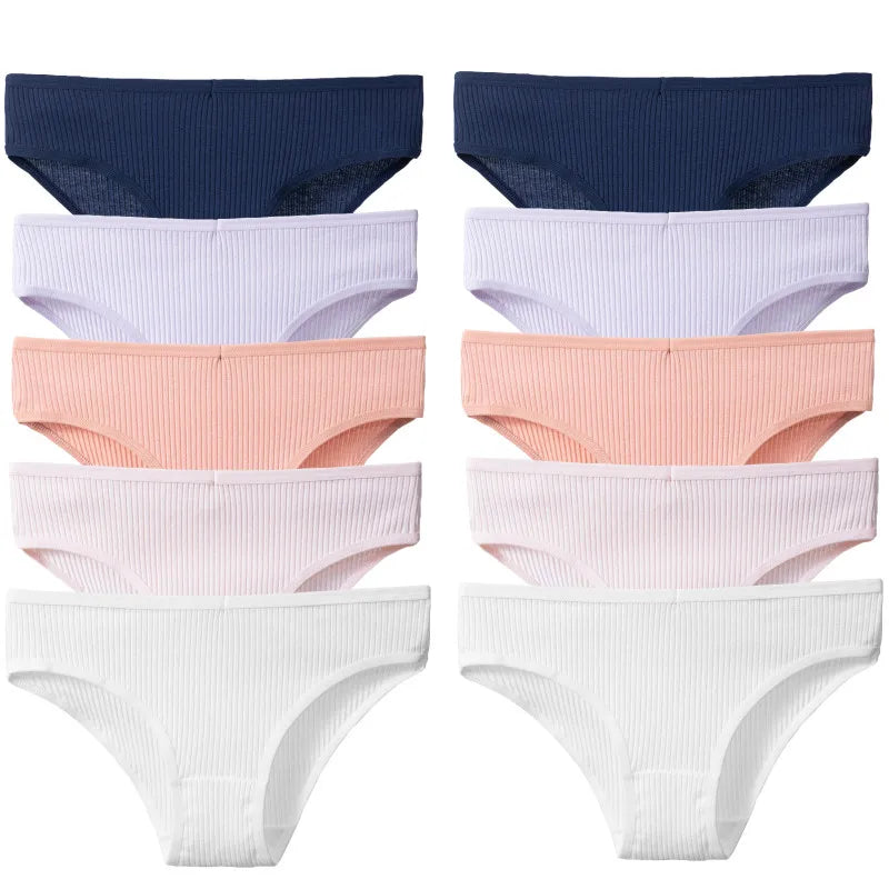 BZEL 10PCS/Set Women's Panties Sexy Breathable Underwear Comfortable Lingerie Cotton Striped Briefs Fashion Cozy Underpants Sale