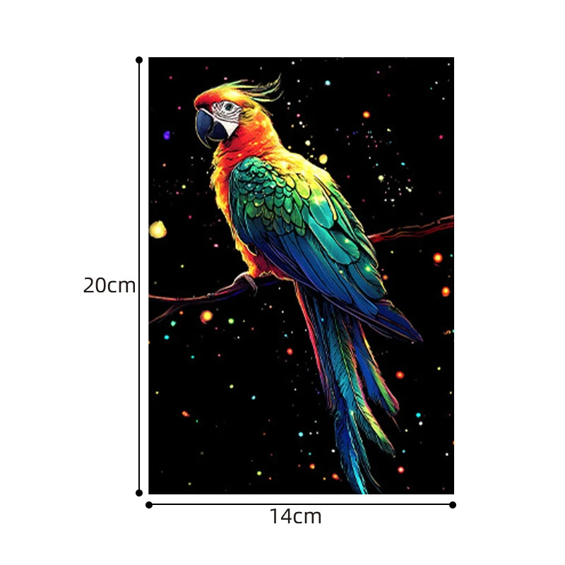 4PCS Glow in Dark Scratch Paper Animals Cards Magic Painting Art with Stylus Stress Relief Drawing Toy DIY Craft Kids Adult Gift.