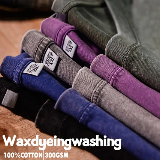 300g Heavy Men Washed Vintage plus size T-Shirt Street Hip Hop Punk Tee women Harajuku Casual Cotton Short Sleeve Acid Wash Top.