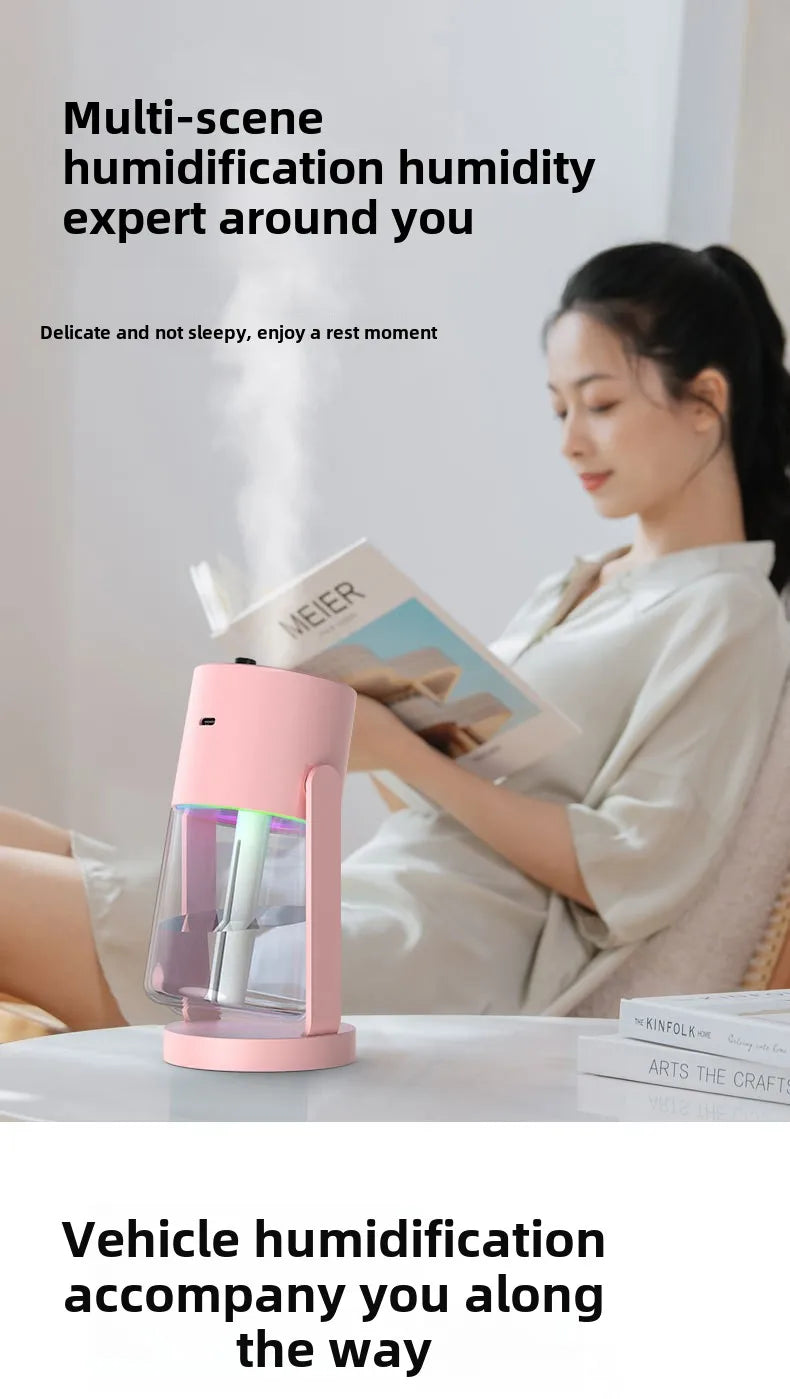 Air Humidifier Portable Humidifier with Rotating Mist & Starry Light USB Car Humidifier Smart Humidifier for Home Office Travel.