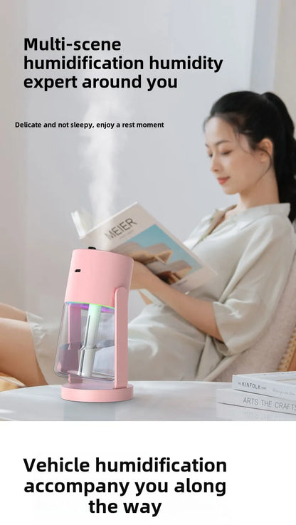 Air Humidifier Portable Humidifier with Rotating Mist & Starry Light USB Car Humidifier Smart Humidifier for Home Office Travel.