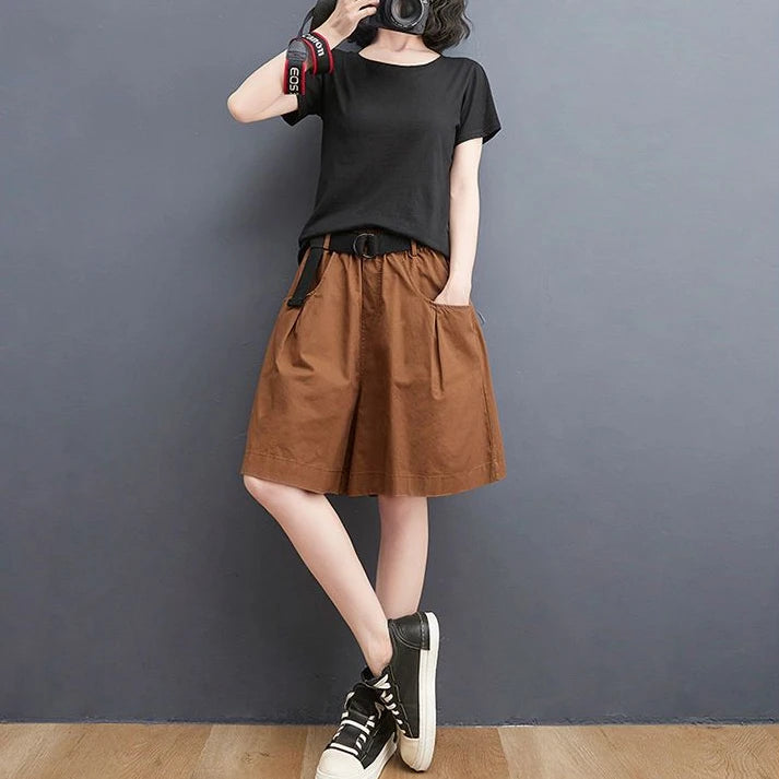 Women's Shorts Half Baggy Mid Length Wide Black Female Short Pants Loose Bermuda Knee Low Price Classic Harajuku Fashion New In.