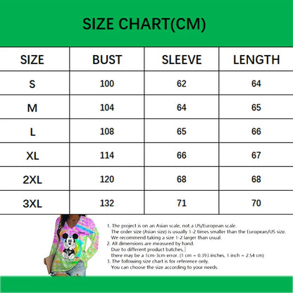 Women's Long Sleeve T-shirts Kawaii V-Neck S-3XL Mickey Lovely Disney High Quality 3D Print New Youthful Woman Clothes Minnie.