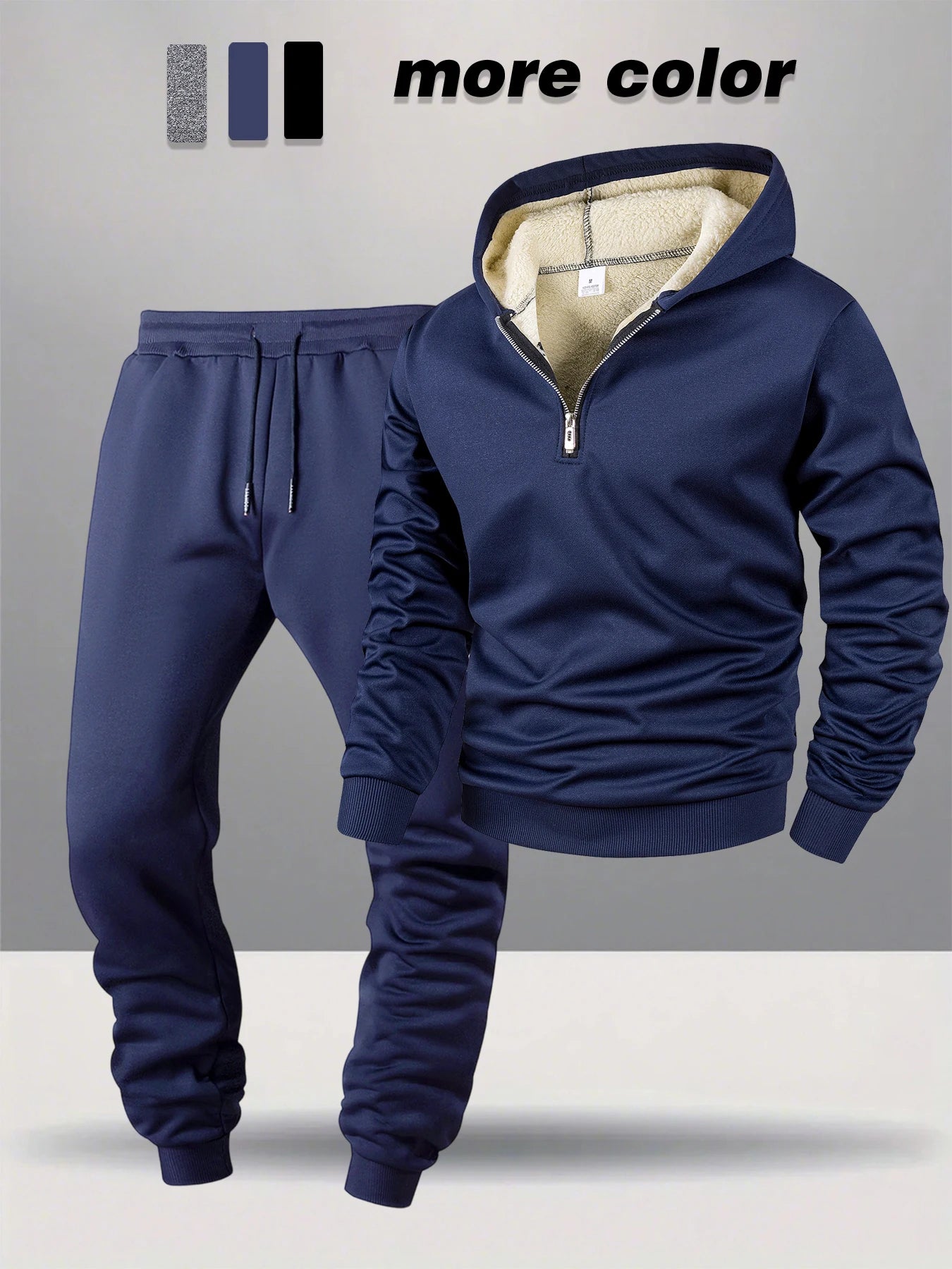 Autumn and Winter Men's Casual Tracksuit High Quality Daily Sports Jogging Suit Half-Zipper Hooded + Sweatpants two-piece Set