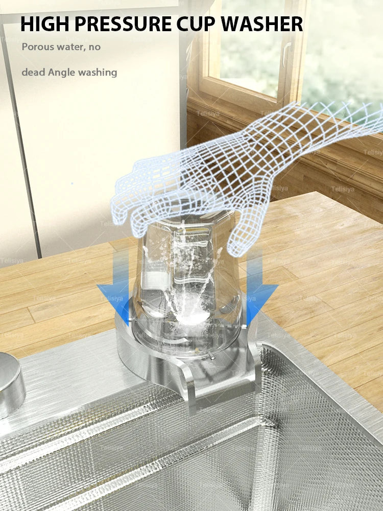 Küchenspüle aus Edelstahl 304, silberfarben, großes Einzelschlitz-Unterbaum-Multifunktionsspülbecken, Geschirrspülbecken