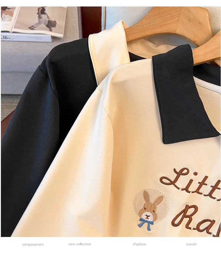 175kg plus size Damen büste Herbst lose Revers Sweatshirt Langarm lässig Top schwarz Aprikose 6xl 7xl 8xl 9xl 10xl 11xl.