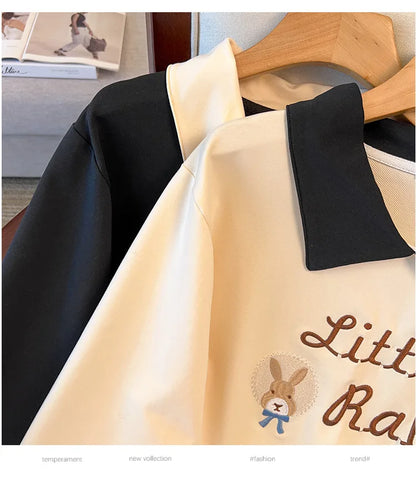 175kg plus size Damen büste Herbst lose Revers Sweatshirt Langarm lässig Top schwarz Aprikose 6xl 7xl 8xl 9xl 10xl 11xl.