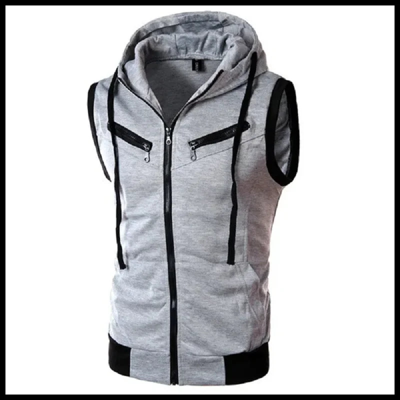 2025 New Fashion Zipper Cardigan Sweater Mens Sleeveless Hooded Vest Jacket Plus Size S-4XL Streetwear Vest Hoodies.
