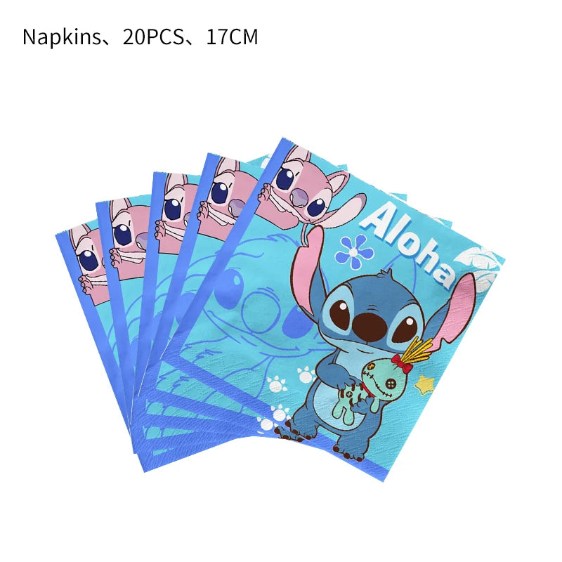 Stitch Party Supplies für Kinder Lilo und Stitch Geburtstag Party Dekorationen Luftballons Banner Tischdecke Hintergrund Geschirr