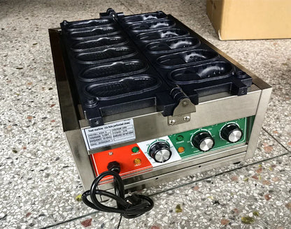 Commercial Slipper Shape Waffle Maker Machine 4 or 6 Holes Non-stick Waffle Iron Kitchen Snack Equipment.