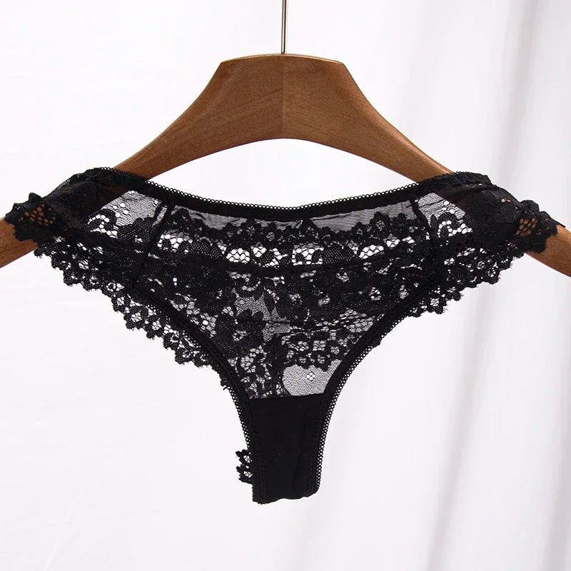 Women Panties Sexy Underwear Black Lace Panties Lingerie Female Floral Lace Briefs Perspective Finetoo Design Ladies Pantys.