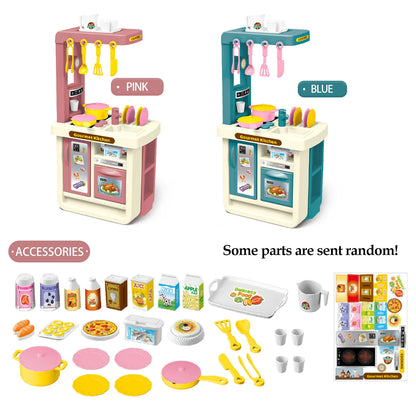 Mini Play Food Toys Kitchen Playset Accessories, Pretend Play Pizza Cake Milk Bread Pans Fork for 3+ Boys and Girls.