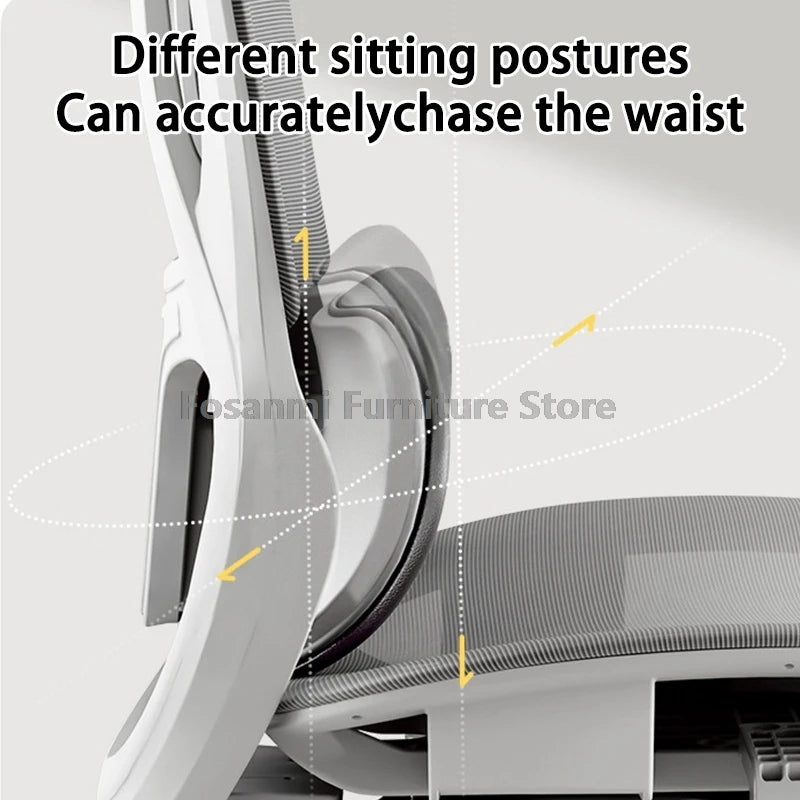 Verstellbarer, ergonomischer Liegestuhl für das Heimbüro mit Fußstütze, atmungsaktive Mesh-Computer-Gaming-Drehstühle mit Lordosenstütze