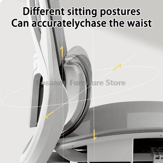 Verstellbarer, ergonomischer Liegestuhl für das Heimbüro mit Fußstütze, atmungsaktive Mesh-Computer-Gaming-Drehstühle mit Lordosenstütze